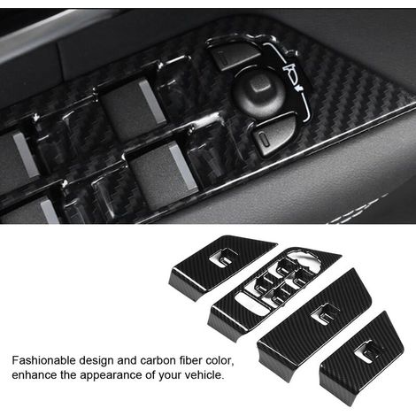 Jeffergarden 4-Piece Carbon Fiber Window Switch Button Trim Frame for Land Rover Range Rover Evoque 12-17 (1/5)