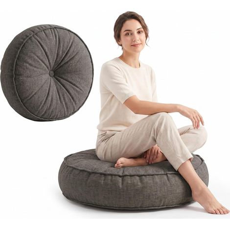 Coussin de Sol Rond 45cm Pouf Assise Épais en Polyester Respirant Imperméable Résistant aux Intempéries pour Intérieur Salon Chambre Extérieur Jardin Terrasse (1/5)