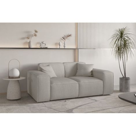 Sofa Designersofa CELES PREMIUM 2-Sitzer in Stoff Scala Sandgrau (1/4)