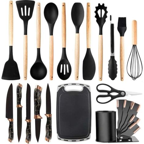 Set di 20 utensili da cucina, accessori da cucina in silicone antiaderente, set completo di utensili da cucina resistenti ai graffi e al calore (1/4)