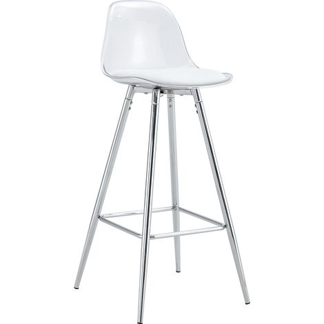 Lot de 2 chaises transparentes avec dossier translucide, piétements en métal argenté, adaptées au salon, à la salle à manger, aux comptoirs, aux îlots et aux cafés (1/5)
