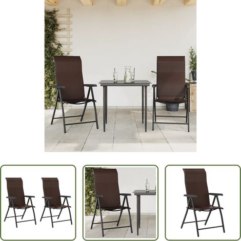 Klappstuhl -  Gartenstühle 2 Stk. Klappbar Braun Poly Rattan (1/5)