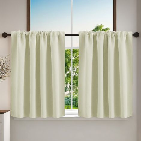 Rideau de Cuisine Court - Rideau Brise- Bise Décoration de Petite Fenêtre, pour Placard/Porte/Cuisine, Passe Tringle, L 40 x H 60cm, , 2 Panneaux