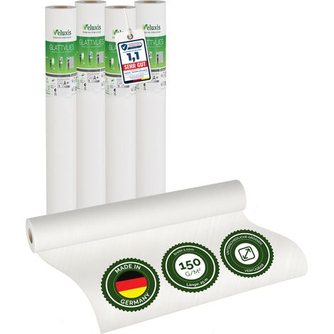 Vliestapete Raufasertapete – Grobe Gewebestruktur 8er Set, 8 x 10,05 m x 0,53 m, überstreichbar, atmungsaktiv, Wandtapete Made in Germany – Veluxis