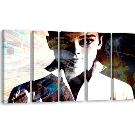 Tableau sur toile Tableau sur toile en 5 parties Audrey Hepburn 200x100 (1/5)