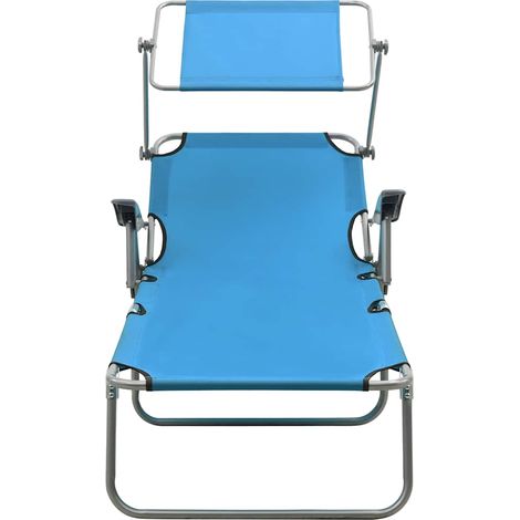 Maison Exclusive - Sonnenliege mit Sonnendach Stahl Blau (1/5)