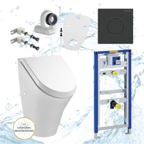 Geberit Duofix Urinal Element Buddy Urinal mit Deckel Drückerplatte schwarz Komplettset