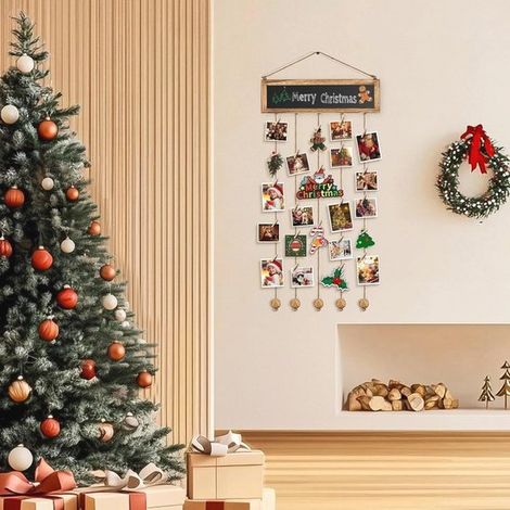 Parete portafoto in legno con 30 clip - Decorazione murale creativa per i ricordi (1/5)