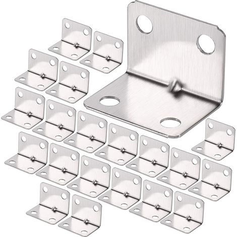 100Pcs Equerre de Coin en Acier Inox, Équerre 90 Degrés Robuste, Équerre à Angle Droit, Petit Equerre de Fixation pour Bois, Support Angle Droit Brace pour Fixation Clôture Table Étagère (1/5)