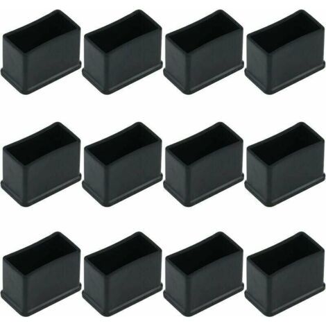 Lot de 12 Embouts de Protection Rectangulaires en Feutre de Caoutchouc pour Pieds de Table ou de Chaise - Noir, 15 x 30 mm.- (1/4)