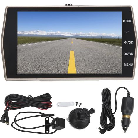 Auto-DVR-Fahrrekorder, 4 Zoll, 170° Weitwinkel-IPS-Bildschirm, Dual-Objektiv, 1080P, klare Nachtsicht, Loop-Touch-Aufnahme, einfache Installation