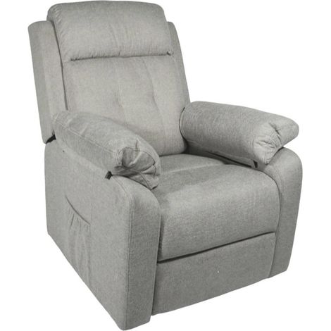 Home Heavenly® - Butaca relax NUBA con motor eléctrico Power Lift y sistema cero pared, tejido antimanchas 108x91x77 cm. Color: Gris (1/5)