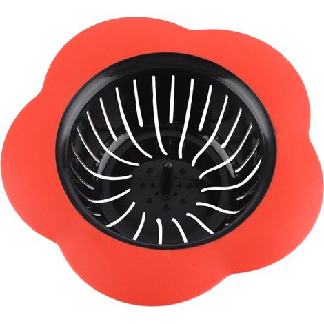 Beyamis Crépine d'évier en plastique en forme de fleur, bouchon de vidange, accessoires de cuisine et de salle de bain (rouge) (1/5)