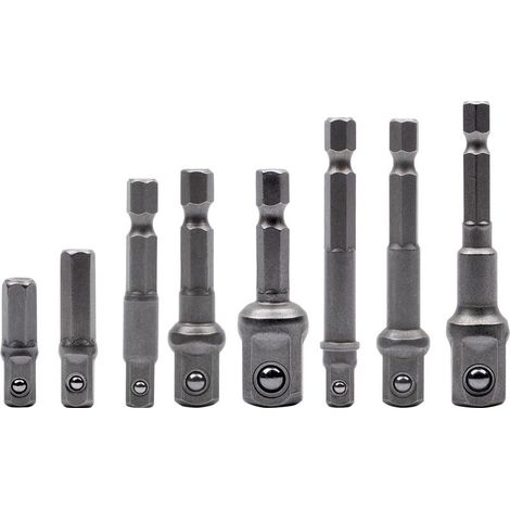 Set of 8 adapters door-sockets, 1/4'-3/8'-1/2',Socket and tip for key (1/5)