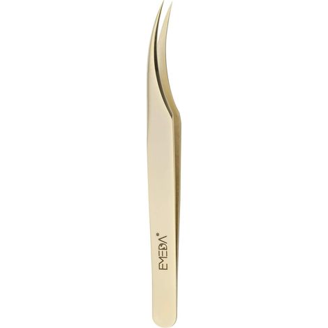 1 Pince à faux cils, Acier inoxydable doré, Pointe précision, Conception ergonomique, Pour extensions et nail art
