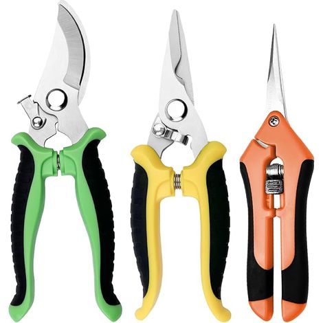 3 Pièces Secateur de Jardin Professionnel, Sécateur a Main avec Poignées Artificielles, Sécateurs et Ciseaux de Jardinage, Pruning Shears avec Verrouillage de Sécurité Professionnels (1/5)