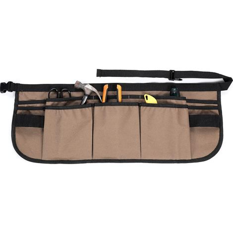 Ceinture porte-outils de jardinage avec 13 poches ceinture étanche 600D Oxford jupe enveloppante ceinture porte-outils de jardinage réglable pour jardiniers femmes et hommes (marron) (1/5)