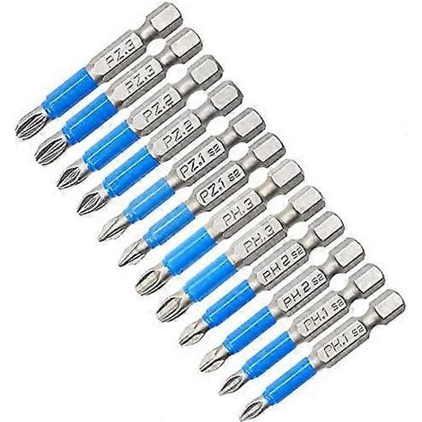 Embouts de tournevis magnétiques PZ/PH - Lot de 12 - 2 embouts de tournevis magnétiques en acier électrique PZ1, PZ2, PZ3, PH1, PH2, PH3 (1/5)