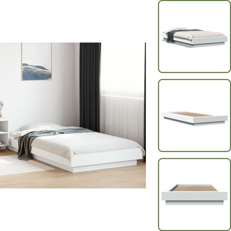 The Living Store Estructura de cama madera de ingeniería blanca 90x190 cm - Estructura de cama