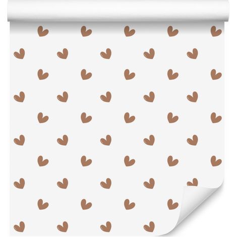 Herztapete Weiß, Beige, Creme und Orange 50x1000 cm (1/5)