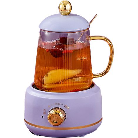 Bouilloire électrique portable 450 ml, tasse isotherme, mini mijoteuse, théière à fleurs, compatible avec les prises australiennes 220 V, violette, 450 ml (1/5)