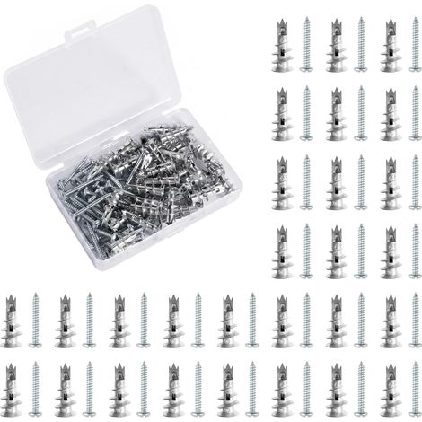 80 Pièces Chevilles pour Plaques, de Plâtre Autoperceuses, Fixations Métalliques en Alliage de Zinc avec Vis, pour Murs Creux, Béton et Brique, Étagères et Cadres (1/5)