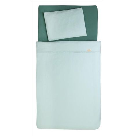Set di biancheria da letto a 3 pezzi in mussola color menta, 100x135 cm. (1/5)