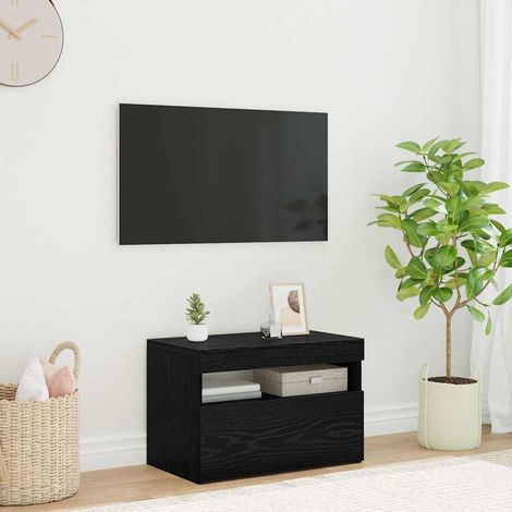 Black Oak TV Stand with LED Lights, 60x35x40 cm, Made from Engineered Wood vidaXL (1/5)