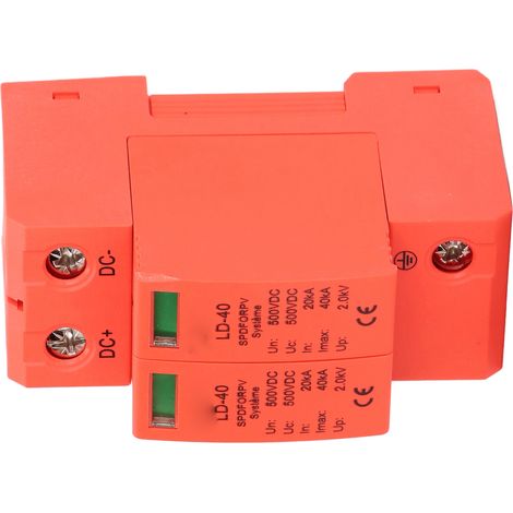 Parafoudre photovoltaïque 2P 20-40kA DC 500V, disjoncteur de protection pour circuits solaires (1/5)