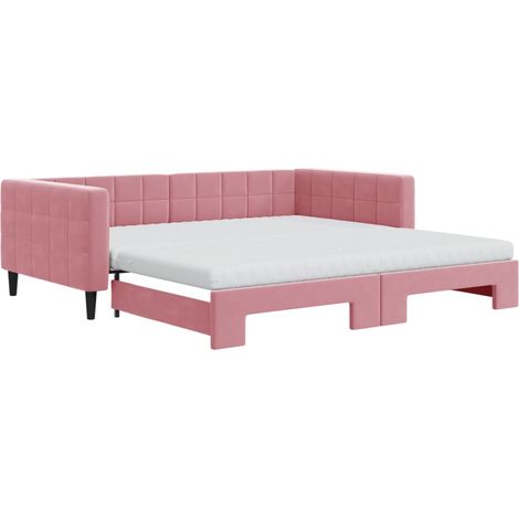 Maison Exclusive - Divano Letto Estraibile con Materassi Rosa 100x200 cm Velluto (1/5)
