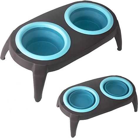 Filiyano-Gamelles doubles pour chiots en silicone pliable, distributeur d'eau et de nourriture pour animaux de compagnie (1/4)