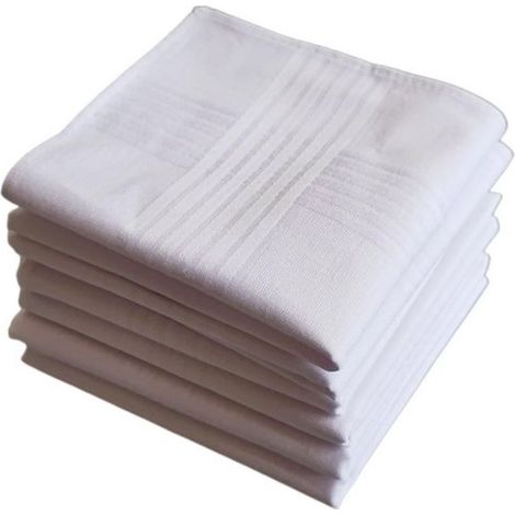 Lot de 6 mouchoirs blancs pour homme, bandanas souples 40 cm x 40 cm, pochette