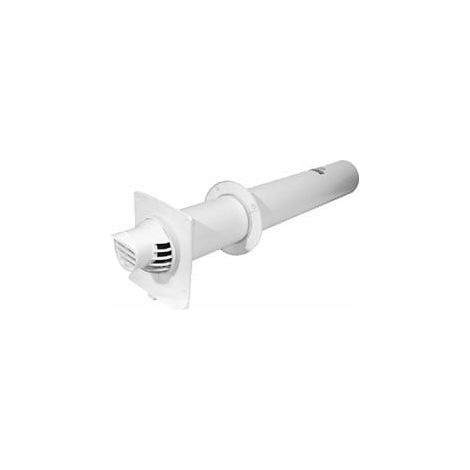 Ubbink – Terminal horizontal 60/100mm long. 800mm – Conduit de fumée concentrique – PP pour chaudière à condensation – Plaques anti-goutte incluses