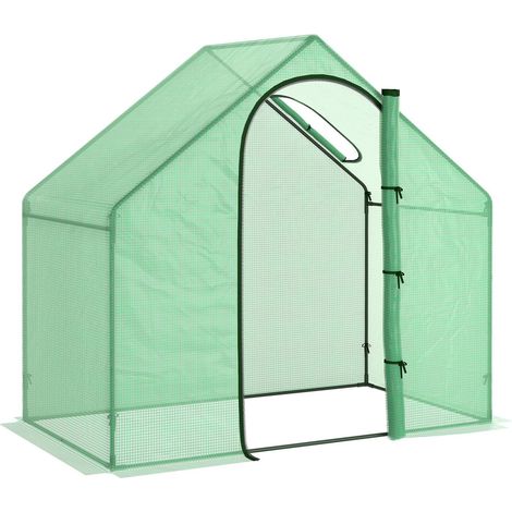 Foliengewächshaus Tomatengewächshaus Treibhaus Frühbeet Mit Fenster Und Tür Grün Stahl Pvc-Kunststoff 180 X 100 X 168 Cm