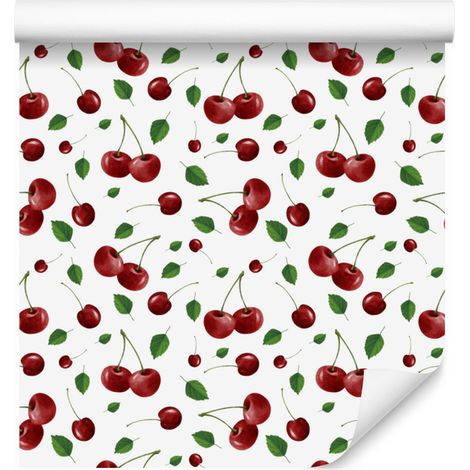 Carta da parati color ciliegio, bianco e rosso per soggiorno e camera da letto, 50x1000 cm (1/4)
