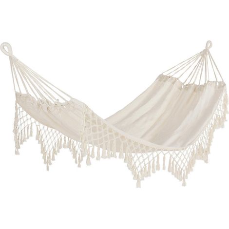 Silla colgante de tela trenzada beige