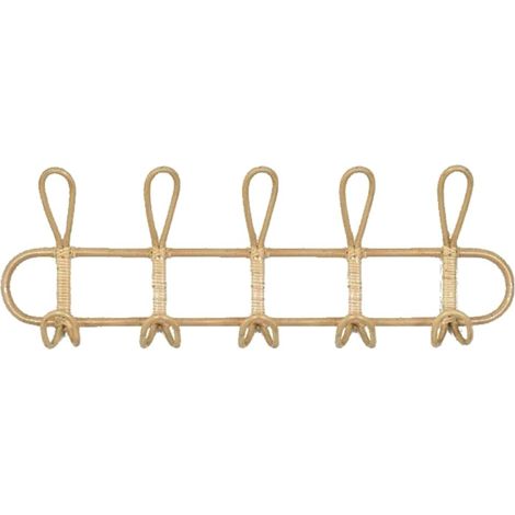 Wandmontierte Garderobe aus Rattan mit 3 oder 5 Haken