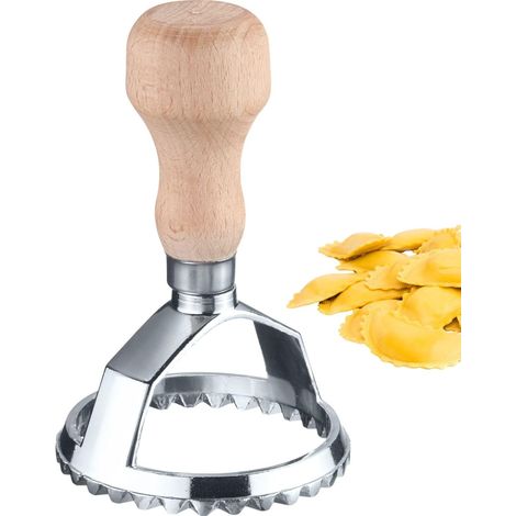 Ravioli Snijder – Cirkelsnijder voor het uitsnijden van zelfgemaakte pasta en deeg, Rond, Ø 65 mm – zink, beukenhout (1/5)
