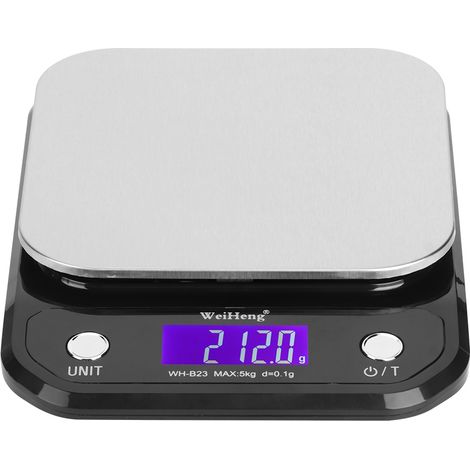 Elektronische Küchenwaage, 5 kg Kapazität, 0,1 g Genauigkeit, für Lebensmittel, Backwaren und zum Wiegen (WH B23) (1/5)