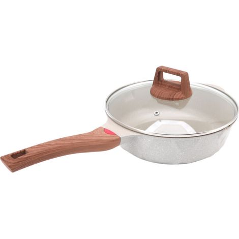Poêle à Frire Antiadhésive 24cm Blanche Compatible Tous Feux Induction Omelette Œufs Steak (1/5)
