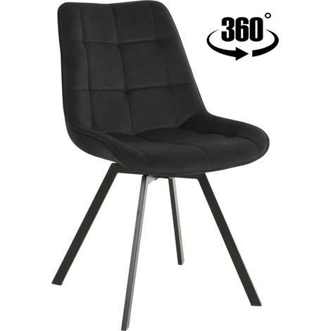 Silla giratoria LAPO tapizada en terciopelo, negra