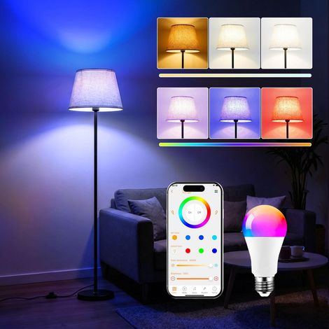 Lampadaire LED sur Pied Salon avec Variateur RGB Intelligente, Double commande par interrupteur au pied et L’appli,152CM Moderne (1/5)
