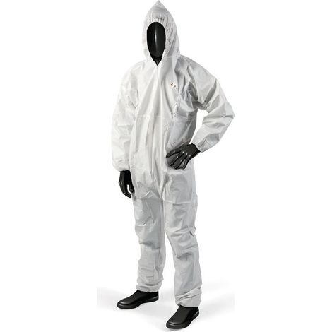 Tuta monouso traspirante con patta con cappuccio PIP (confezione da 25) Bianco L