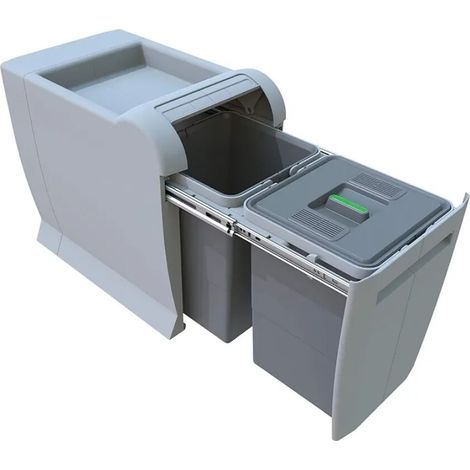 POUBELLE CITY GRIS 2X12 L