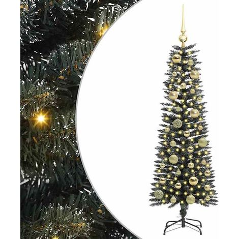 Sapin de Noël artificiel vert, 120 cm, en PVC, plastique et acier. (1/5)