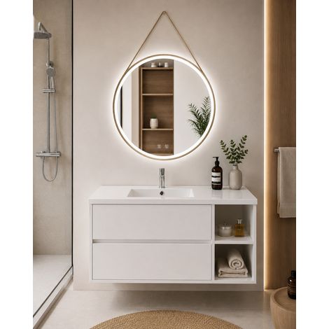 Meuble de salle de bain avec vasque ORIGENBATH ZEUS sans miroir 80x40 cm À droite blanc