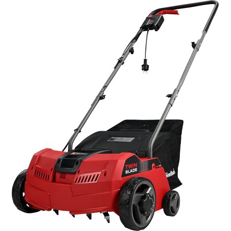 Einhell Scarificateur-aérateur électrique GC-SA 1231/1 (jusqu'à 300m², 1.2 kW, bac de ramassage de 28L, système de coupe à roulement à bille + rouleau aérateur, profondeur de travail réglable)