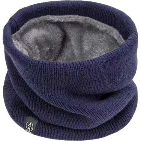 Cache-cou unisexe pour l'hiver, doublure peluche épaisse, élastique, idéal pour temps froid, extérieur et intérieur.-Denim blue