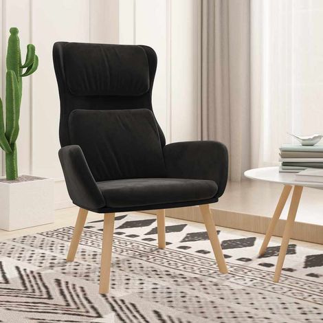 Chaise de relaxation Fauteuil relax - Noir Velours BonneVie-53514 (1/5)