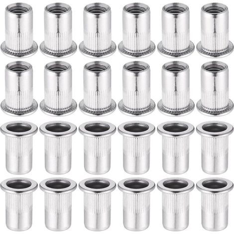 60 Pièces 304 Ecrou a Sertir M8 en Acier Inoxydable Tête Plate Ecrou Aveugle Rivet Fileté Ecrou a Rivet pour pince à insert fileté (1/5)